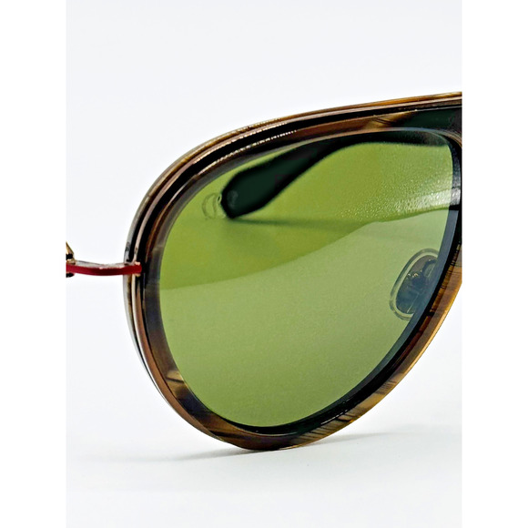 Louboutin Sunglasses Greggo LB0004 62N Brown Horn Aviator Frame Green Lens 61mm main image 7